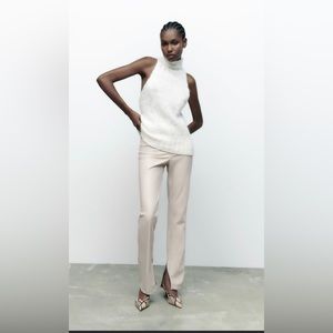 ZARA Faux leather flared slit slim fit pants